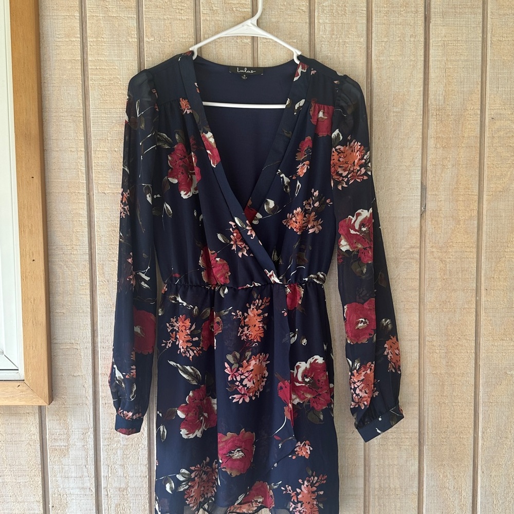 Lulus Pretty Pretender Navy Floral Print Dress